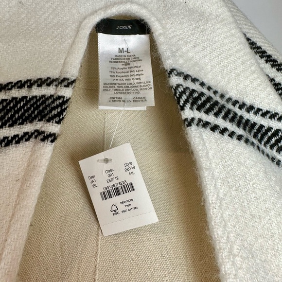 J.Crew Blanket Poncho, Black and White Stripe, Acrylic/Wool, Size M/L - Picture 7 of 7